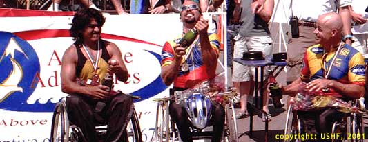 photo: Michel Bond celebrates his National Title